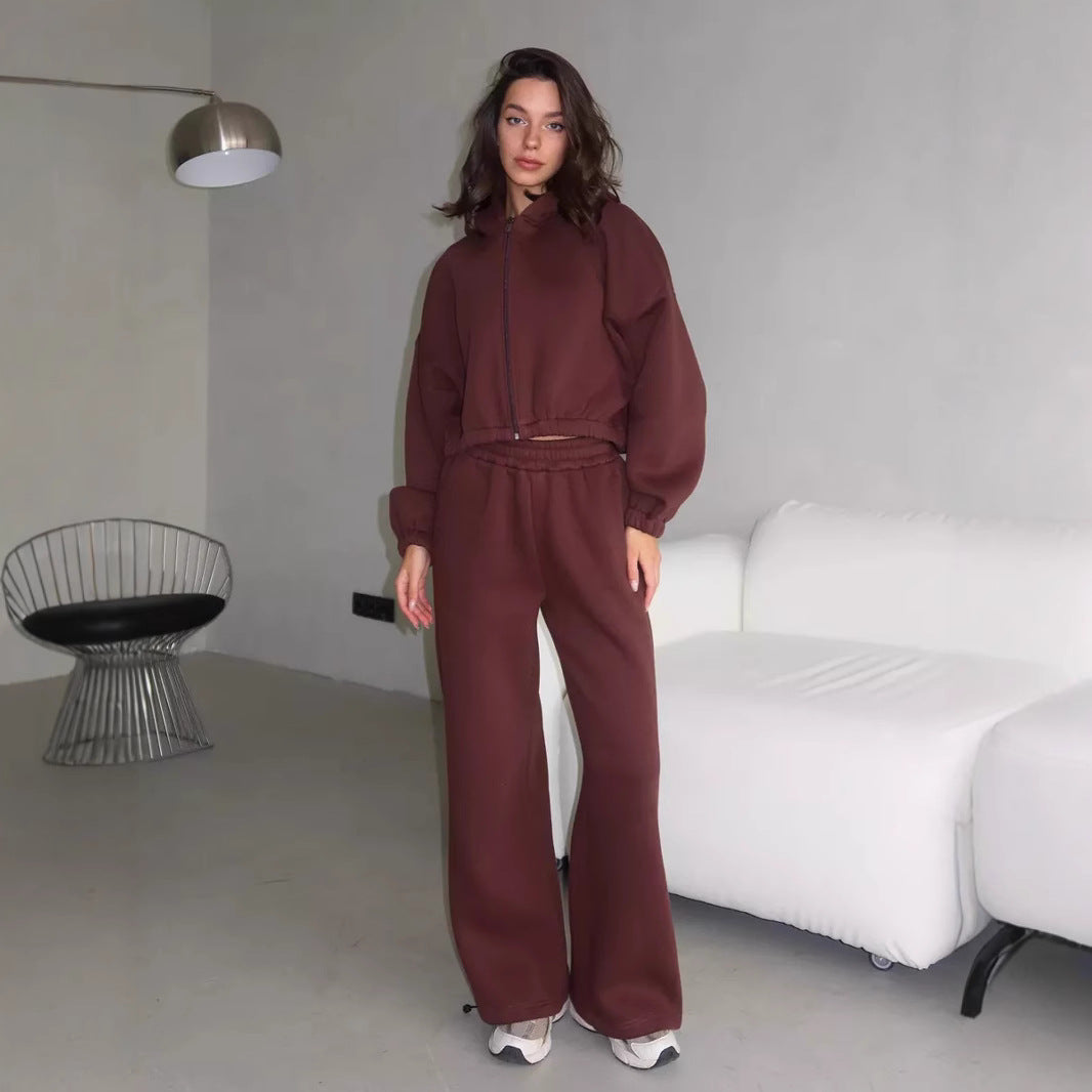 Damen Oversize Sweatset mit Reißverschluss Bomberjacke und Highwaist Jogginghose – Avérine