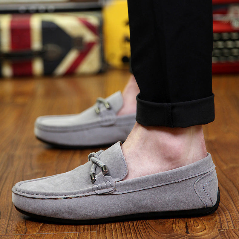 Damen weicher Veloursleder Mokassin Loafer mit geflochtener Dekorschnur und flexibler Gummisohle Echo Archiv