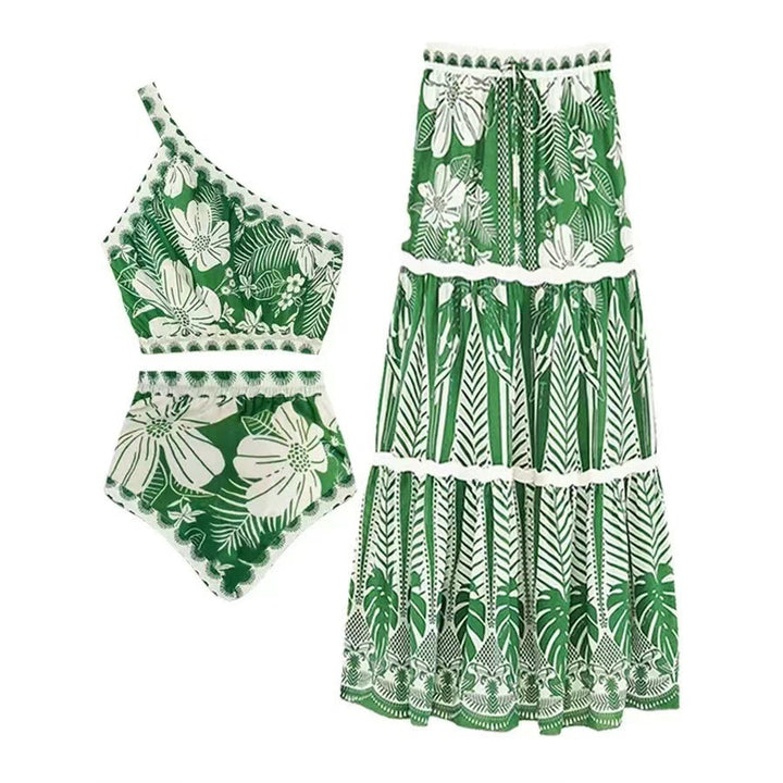 Damen Bikini-Set mit asymmetrischem Oberteil und floralen Details Echo Archiv
