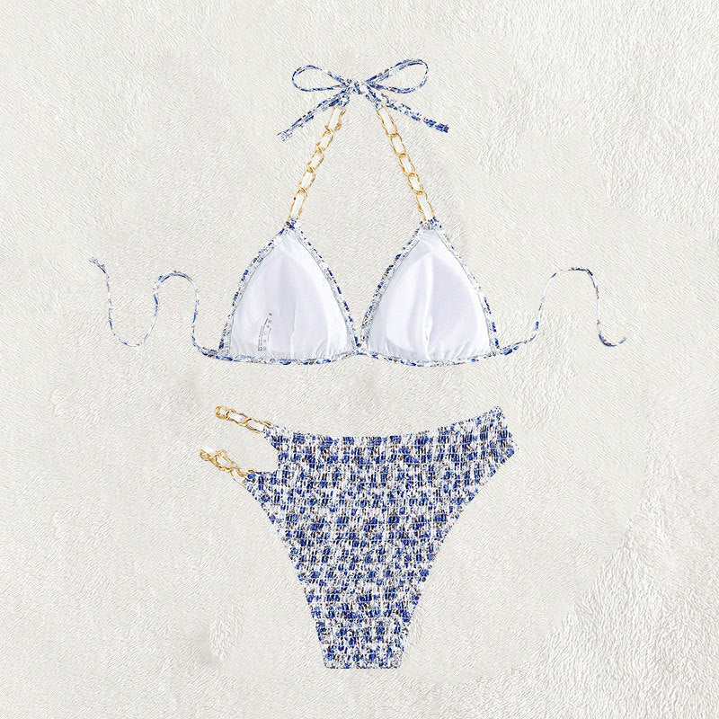 Damen Triangel-Bikini mit dezentem Kettenakzent und hohem Schnitt Echo Archiv