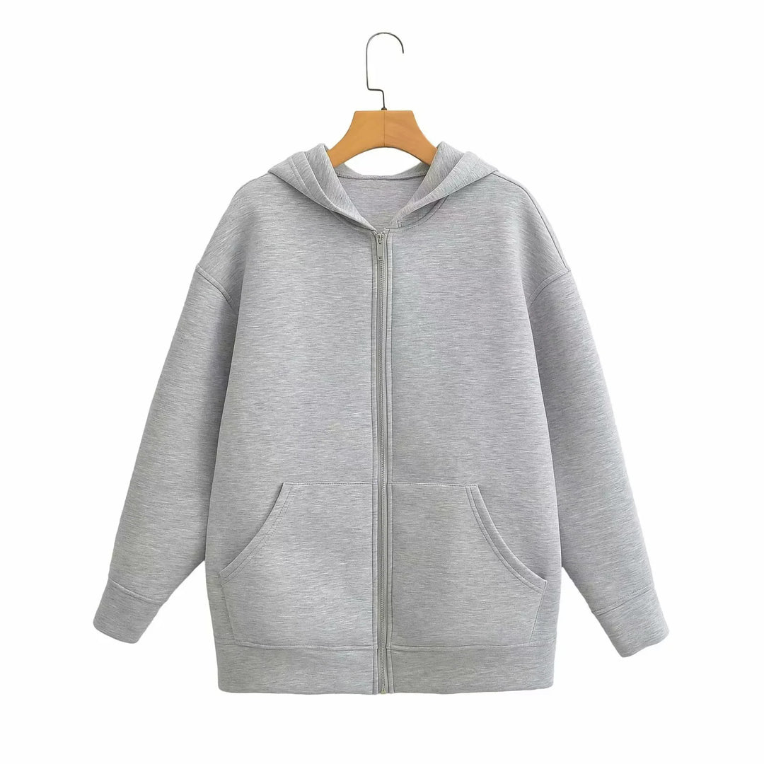 Unisex Oversize Kapuzenjacke mit durchgehendem Reißverschluss, Kängurutaschen und lässigem Boxy-Schnitt – Auréline