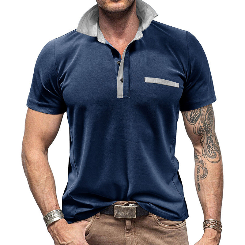 Herren modisches Polohemd mit kontrastierenden Kragen und Brusttasche Echoarchiv