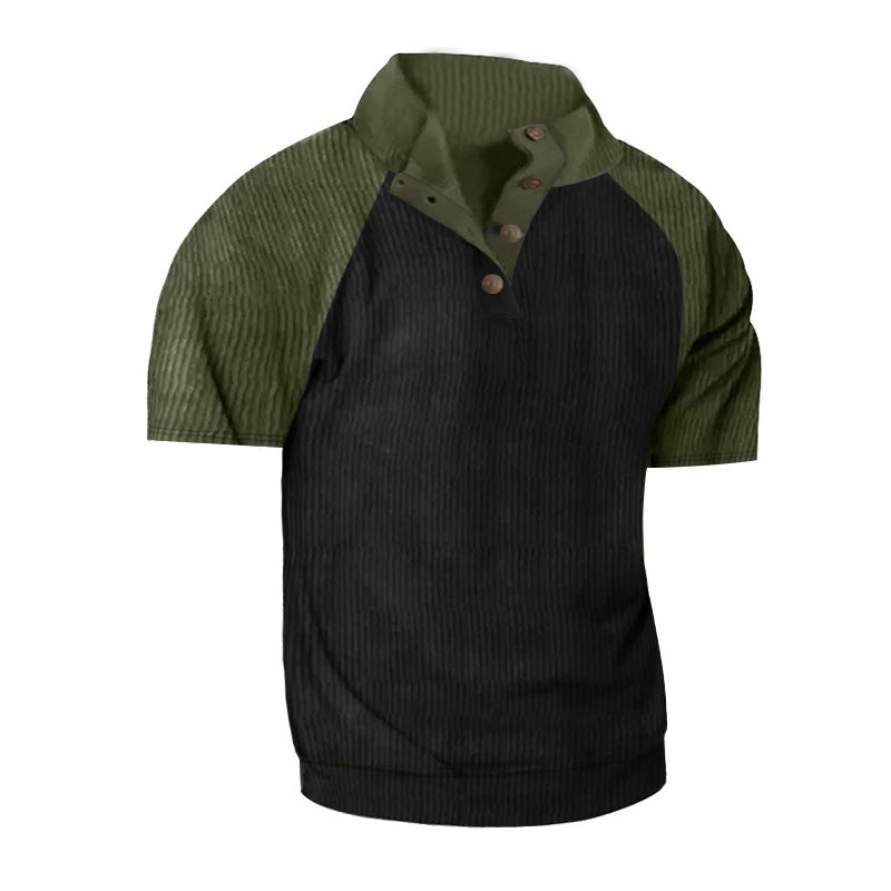 Herren Kurzarm-Henley-Shirt mit modernem Strukturdesign Echoarchiv