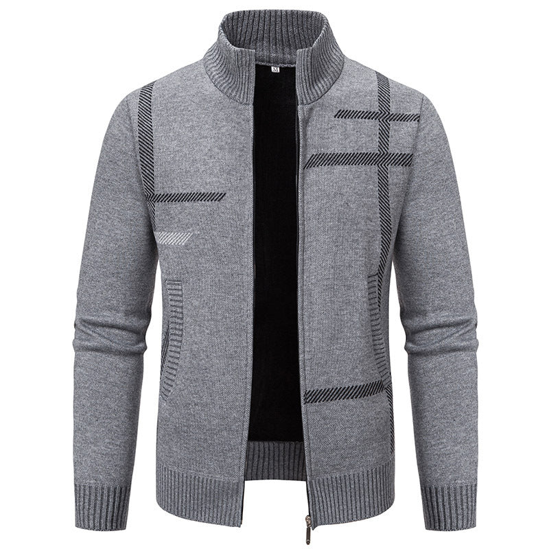 Herren Strickjacke mit graphischen Mustern und hohem Kragen Echoarchiv