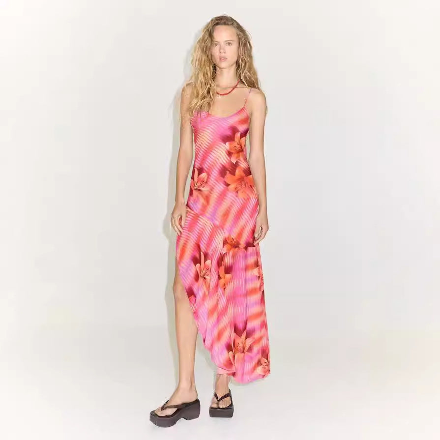 Damen Sommerliches Maxikleid mit asymmetrischem Saum und floralem Design Echo Archiv