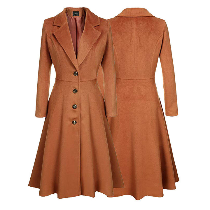 Damen Eleganter Wollmantel mit tailliertem Schnitt und langen Ärmeln – Montévia