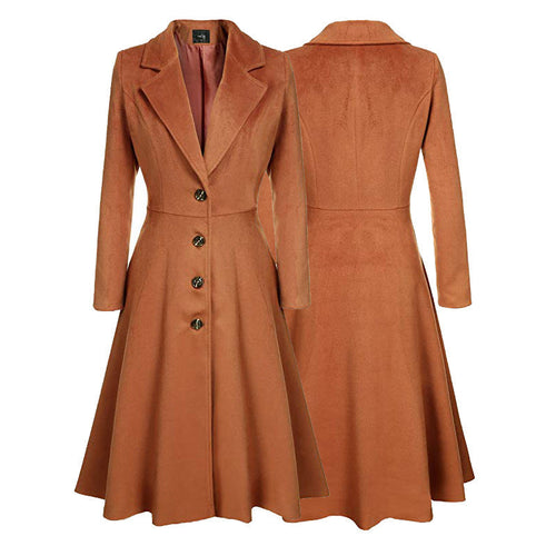Damen Eleganter Wollmantel mit tailliertem Schnitt und langen Ärmeln – Montévia