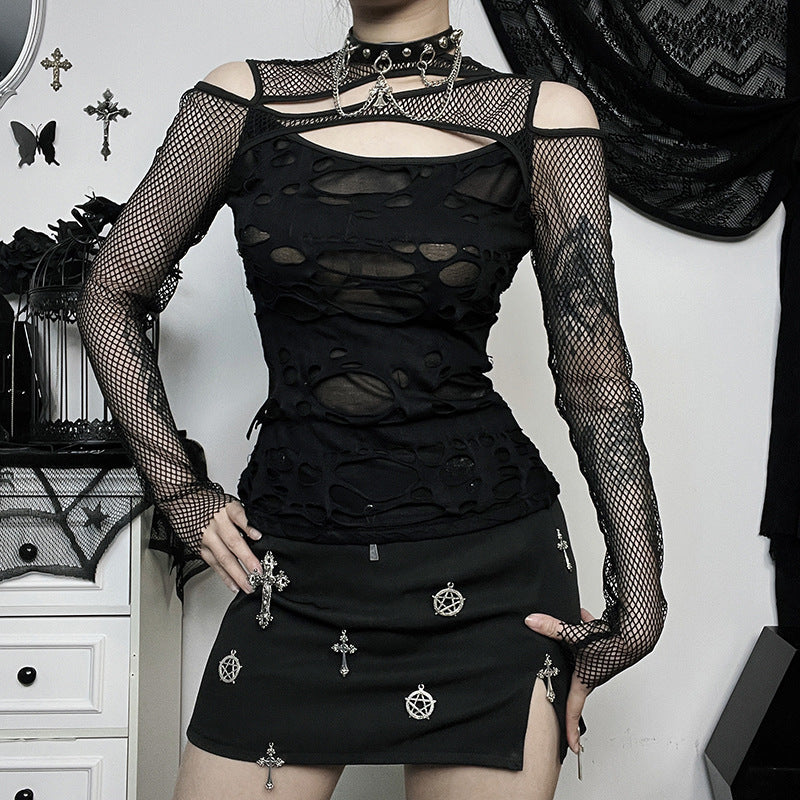 Damen Modisches Oberteil mit transparentem Mesh-Design und raffinierten Cut-Outs Echo Archiv