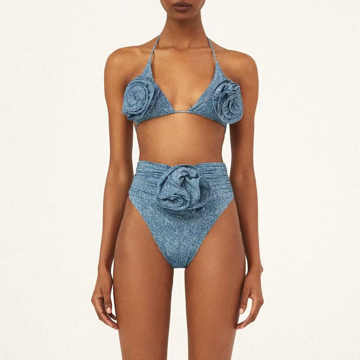 Damen Bikiniset mit eleganten Rüschen und stilvollem Überrock Echo Archiv