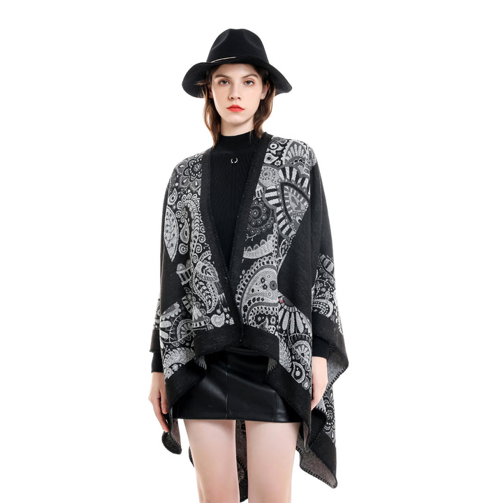Damen Jacquard-Überwurf mit Paisley-Muster und offenem Kimono-Fall Echo Archiv