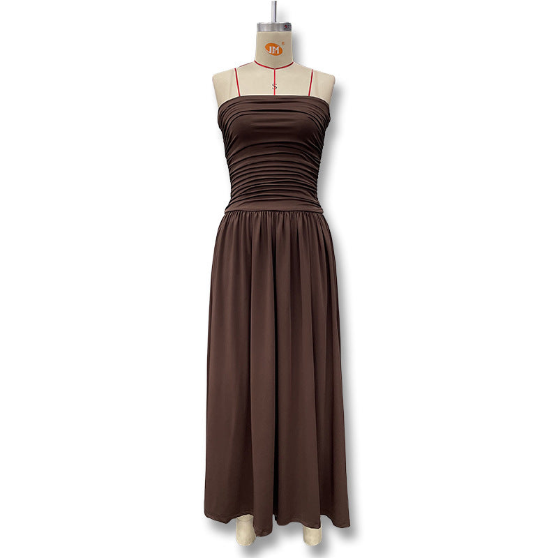 Damen Sommerliches Maxikleid mit schulterfreiem Design und eleganter Raffung Echo Archiv