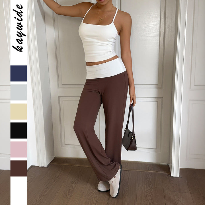 Damen nan weite Loungehose mit hohem Umschlagbund und fließendem Stretchjersey Echo Archiv