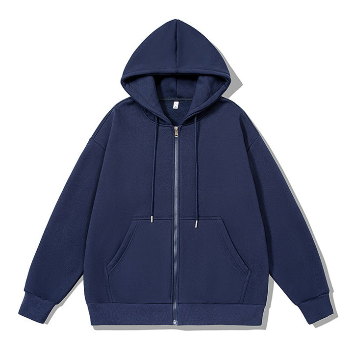 Unisex oversized Kapuzenjacke mit ausladendem Schulterschnitt, durchgehendem Reißverschluss und French-Terry Echo Archiv