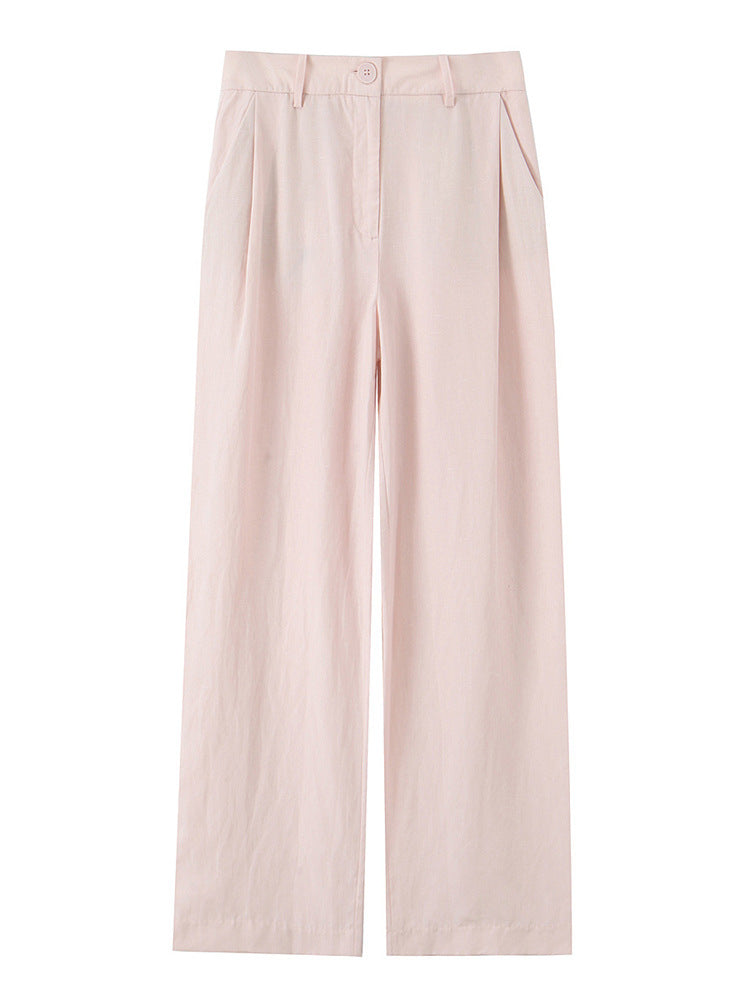 Damen Hochtaillierte weite Sommerhose mit Bügelfalte und Eingrifftaschen Echoarchiv