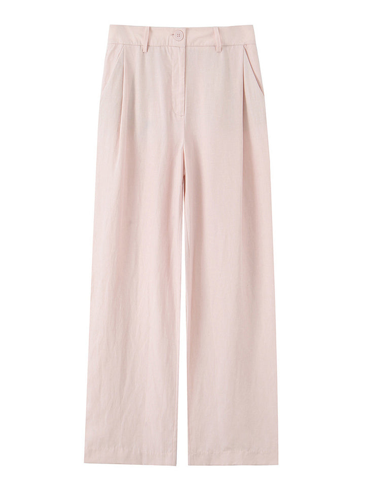 Damen Hochtaillierte weite Sommerhose mit Bügelfalte und Eingrifftaschen Echoarchiv