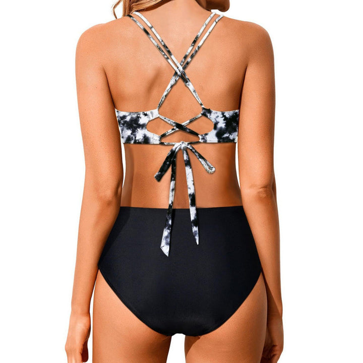 Damen Hochtailliertes Bikini-Set mit gerafftem Oberteil Echo Archiv
