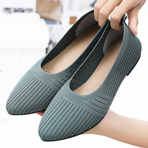 Damen nan gestrickter Ballerina-Slip-On mit sockenähnlichem Schaft, Memory-Komfortfußbett und flexibler rutschfester Laufsohle Echo Archiv
