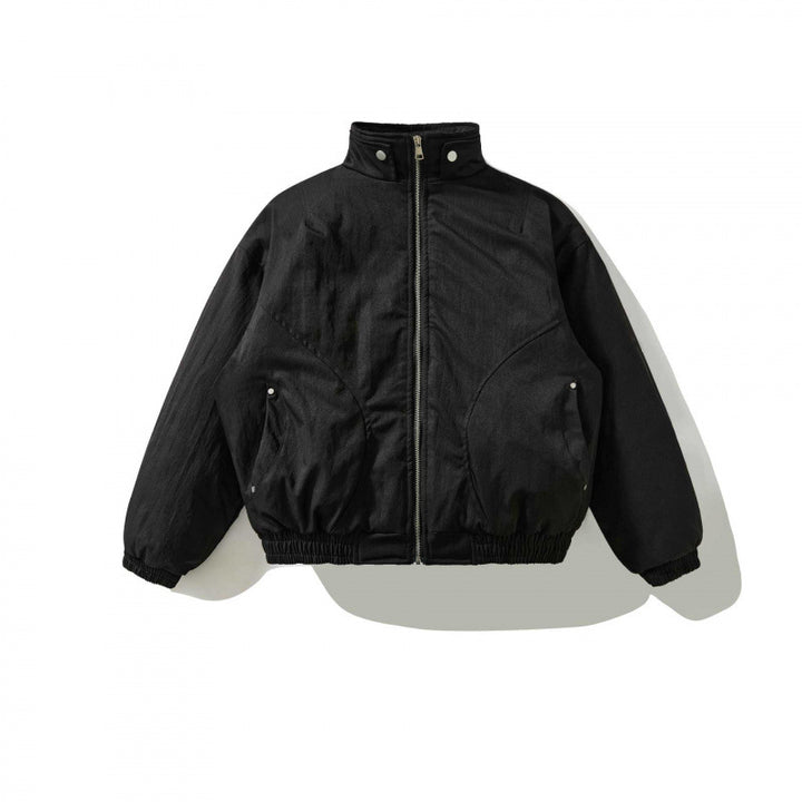 [Unisex Kurz geschnittene wattierte Bomberjacke mit Stehkragen, Reißverschluss und elastischem Saum] Echo Archiv
