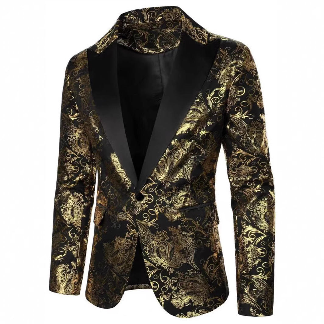 Herren Eleganter Pailletten-Blazer im floralen Design Echoarchiv