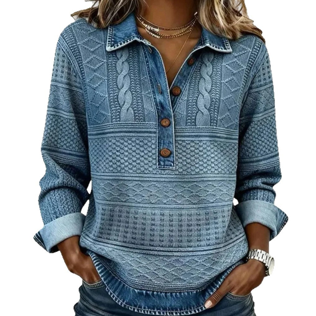Damen Modischer Pullover mit Knopfverschluss – Mavelle