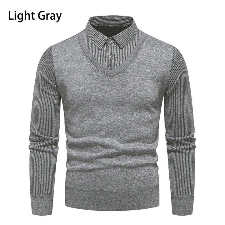 Herren V-Ausschnitt Pullover mit Hemdkragen Echoarchiv