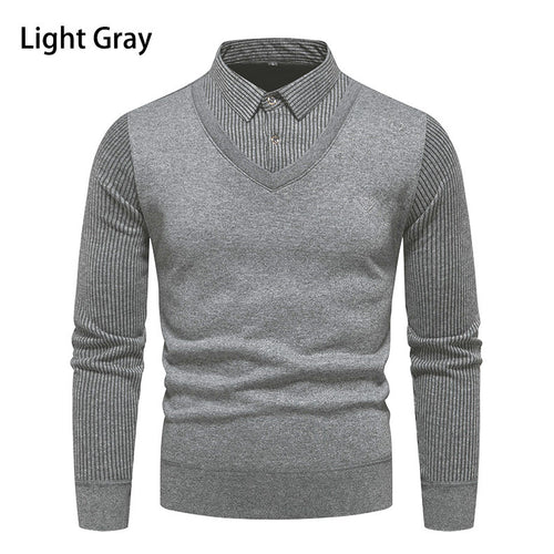 Herren V-Ausschnitt Pullover mit Hemdkragen Echoarchiv