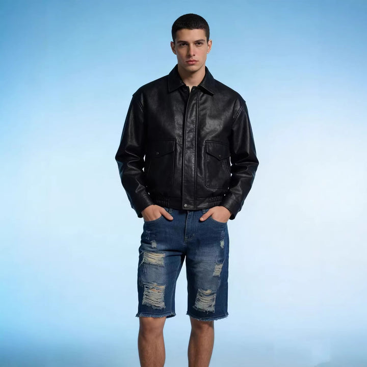 Herren lässige destroyed Jeansshorts mit fransigen Abschlüssen und weitem Bein Echo Archiv