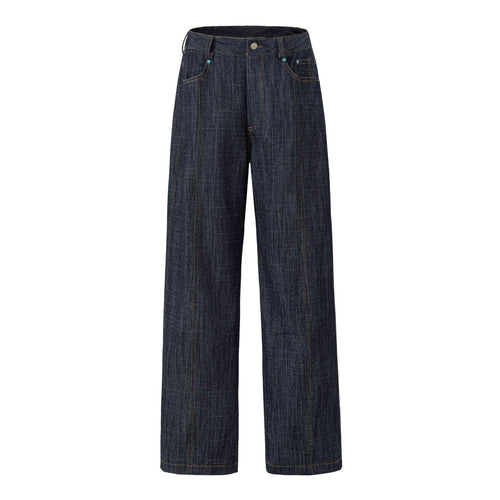 Damen Weite hochtaillierte Jeanshose mit markanter Mittelnaht Echoarchiv