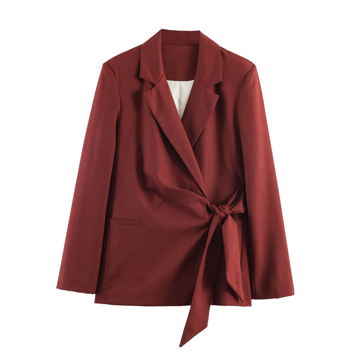 Damen Zweiteiliges Anzug-Set Wickelblazer mit Bindegürtel und Palazzo-Hose Echo Archiv