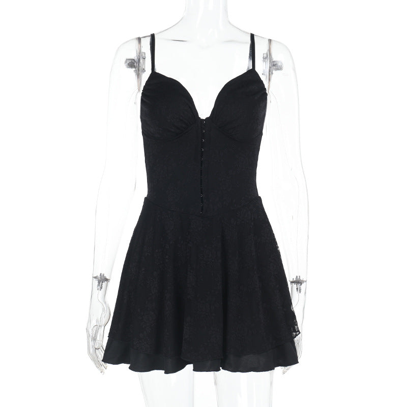 Damen figurbetontes Minikleid mit Spitzenoberteil und schwingendem Rock Echo Archiv