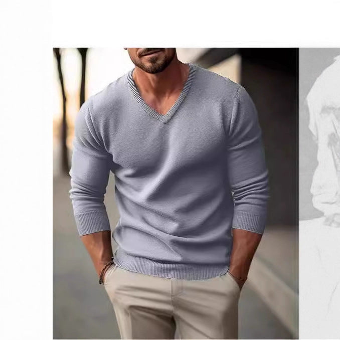 Herren V-Ausschnitt Pullover aus hochwertiger Baumwolle mit bequemer Passform Echoarchiv