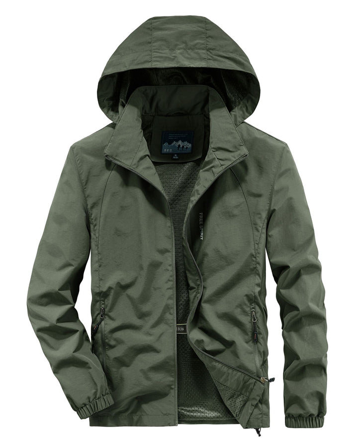 Herren Ultraleichte Atmungsaktive Kapuzenjacke mit perforiertem Mesh‑Futter und Reißverschlusstaschen Echo Archiv