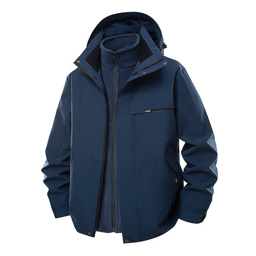 Herren zweilagige Funktions-Übergangsjacke mit abnehmbarer Fleece-Innenjacke, Kapuze & wasserabweisender Hülle Echoarchiv