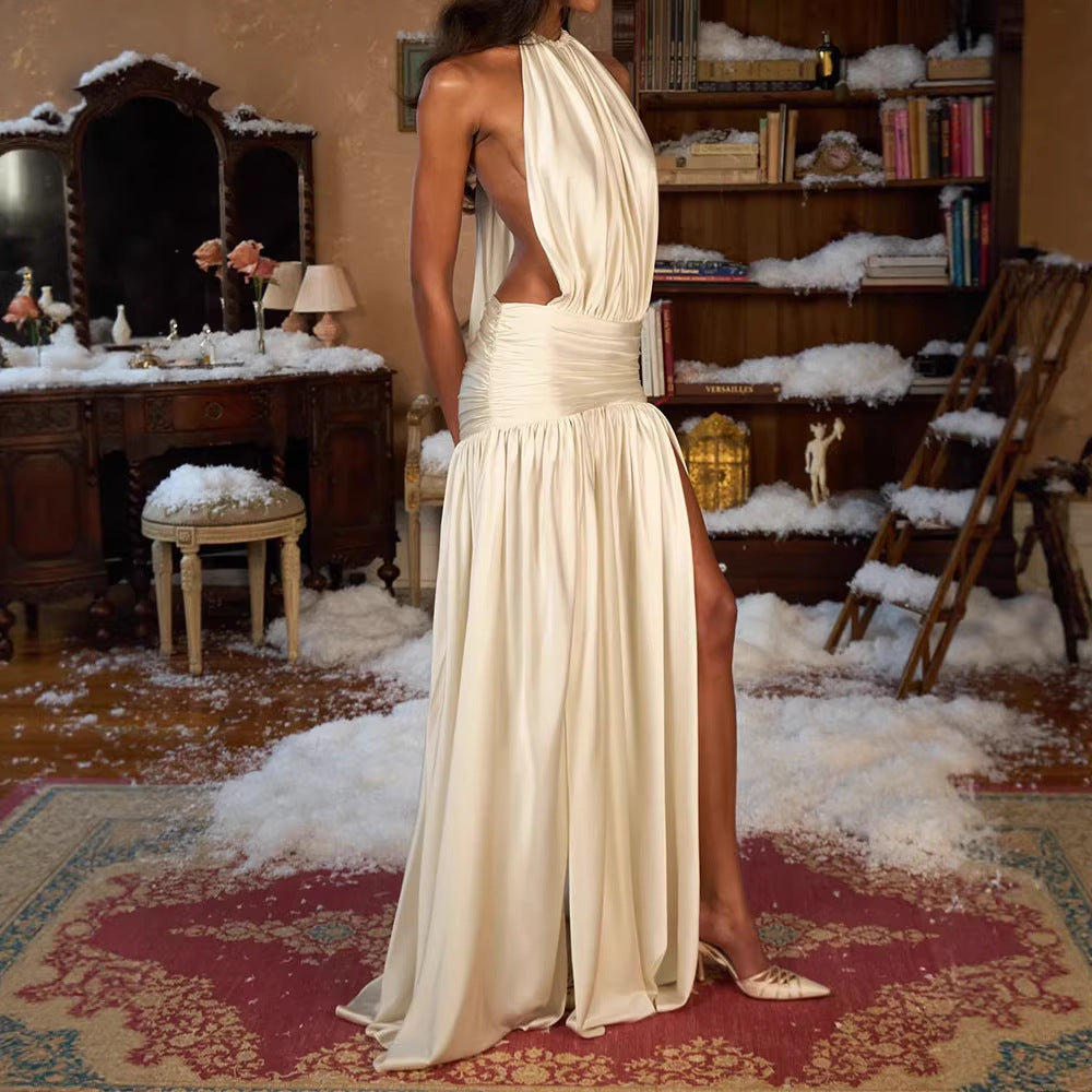 Damen Elegantes Maxikleid mit schulterfreiem Design und Rüschendetails Echo Archiv