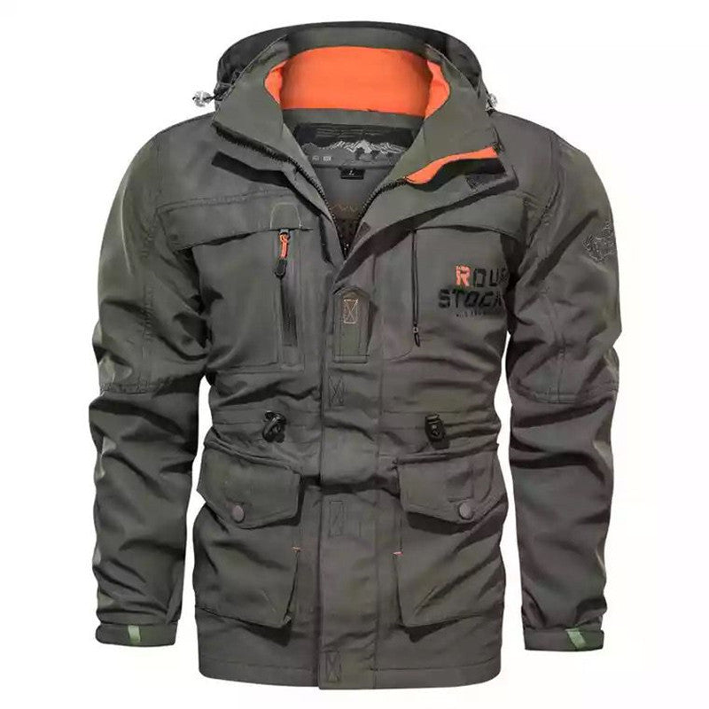 Herren Robust-Canvas-Fieldparka mit Kapuze, taillierendem Kordelzug und Multifunktions‑Taschen Echo Archiv