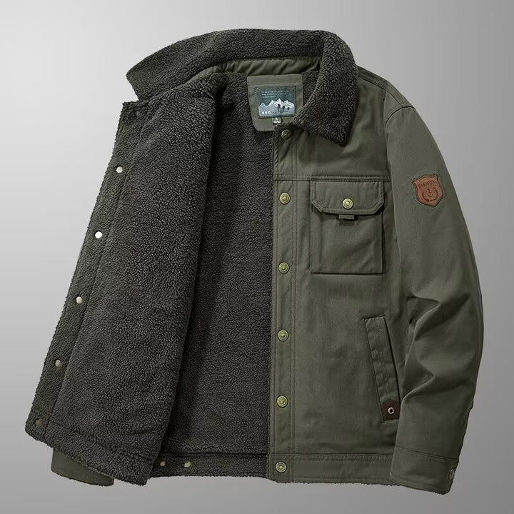 Herren Gefütterte Canvas-Arbeitsjacke mit Sherpa-Innenfutter und Hemdkragen Echoarchiv