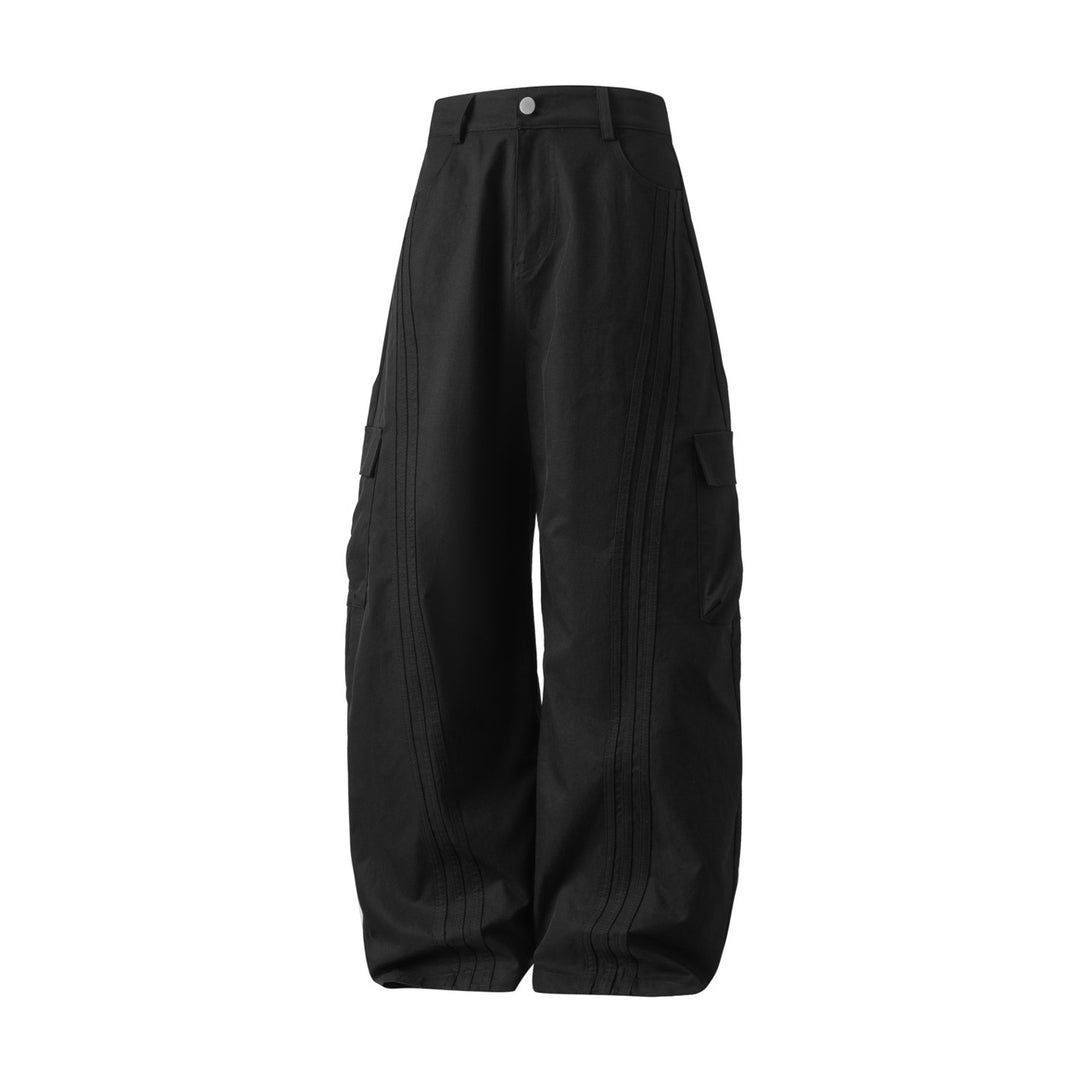 Unisex Oversize-Cargo Palazzohose mit hoher Taille, dekorativen Steppnähten und aufgesetzten Klappentaschen Echo Archiv