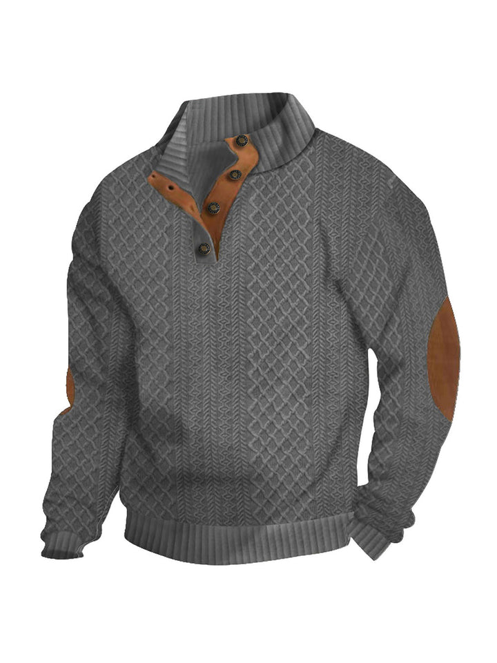 Herren Strickpullover mit meliertem Muster und Knopfleiste Echoarchiv
