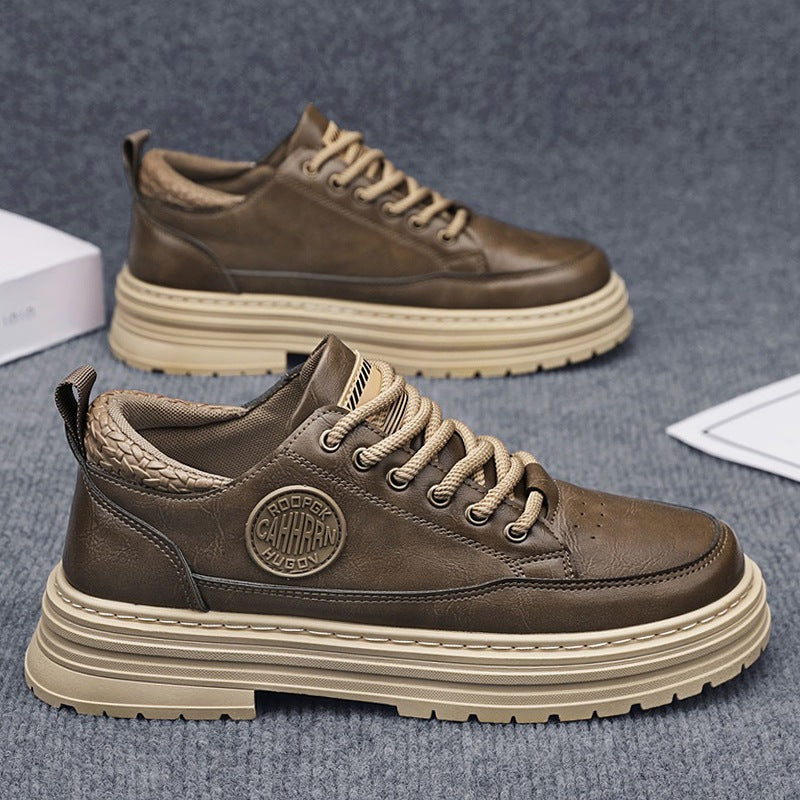 Herren robuste Plateau-Leder-Sneaker mit gepolstertem Fersenkragen, Zuglasche und griffiger Profilsohle – Norré