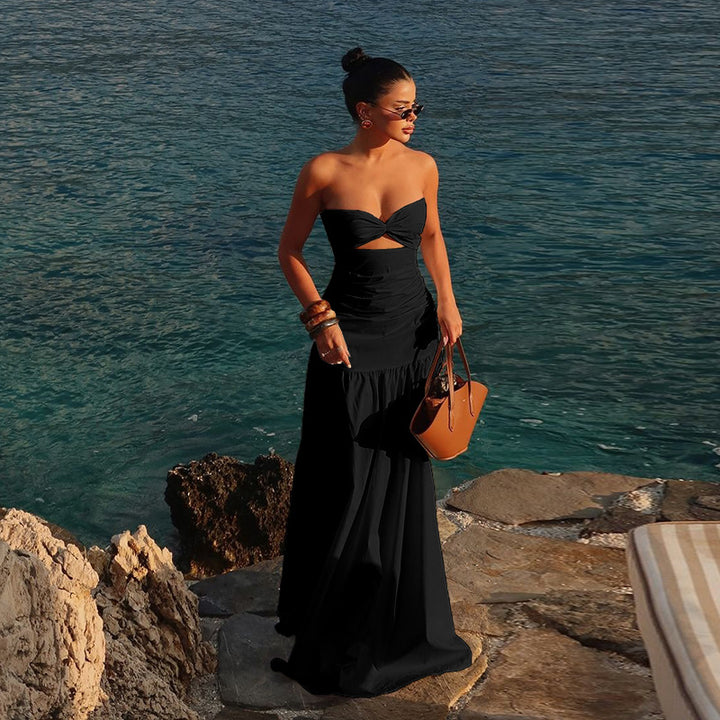 Damen Maxikleid mit schicker Schnittführung und raffiniertem Bauch-Detail Echo Archiv