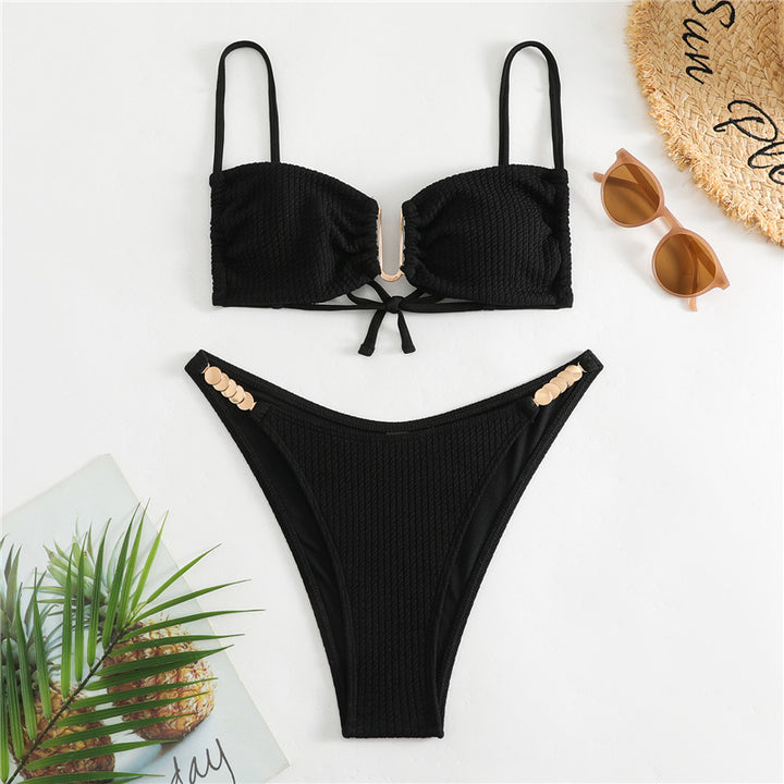 Damen Triangel-Bikini mit raffiniertem Rippendesign und verstellbaren Trägern Echo Archiv