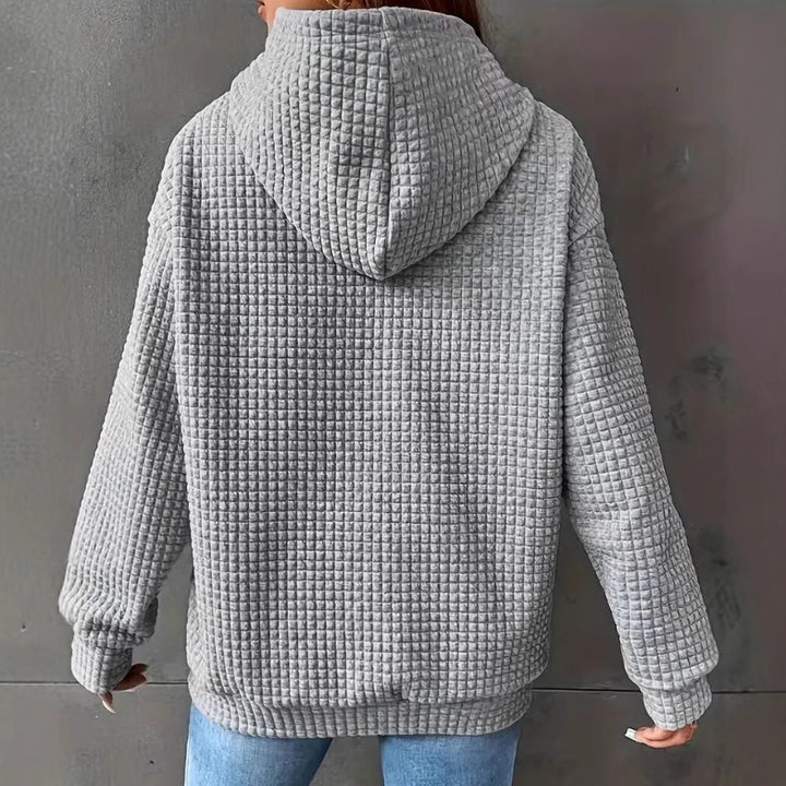 Damen Kapuzenpullover mit Waffelstruktur, Kängurutasche und Metallic-Herzprint Echo Archiv