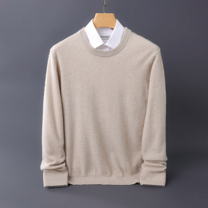 Herren Feiner Rundhals-Strickpullover in Kaschmir‑Optik mit gerippten Bündchen Echoarchiv