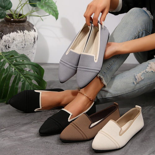 Damen  elegante flache Slipper-Loafer mit spitzer Zehenpartie Strickoptik und gepolsterter Innensohle Echo Archiv