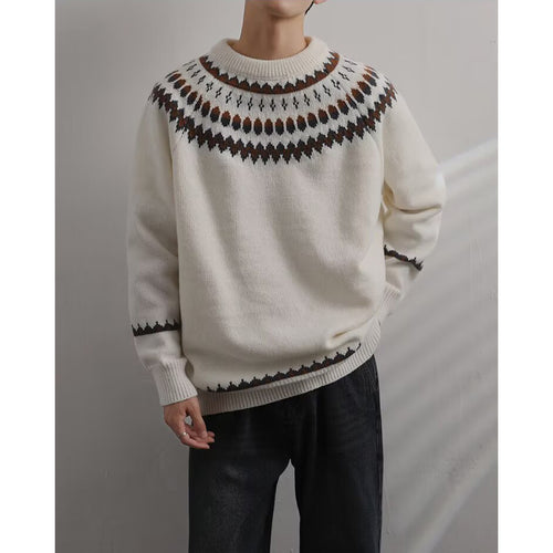 Herren Gemütlicher Grobstrickpullover mit kreativem Muster Echoarchiv