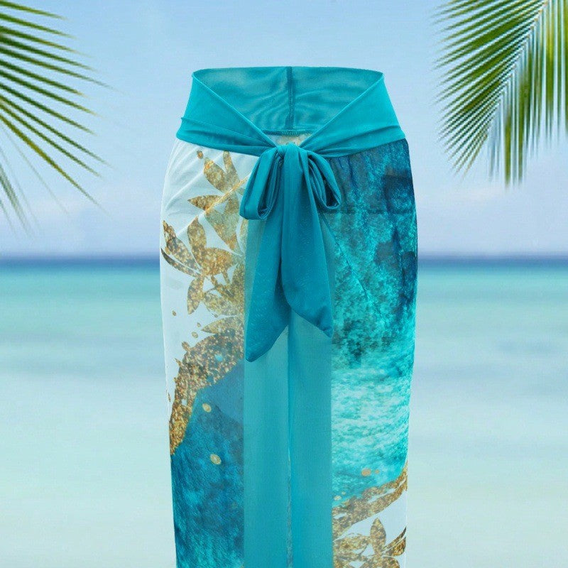Damen Eleganter Einteiler Badeanzug mit passendem Strandrock Echo Archiv