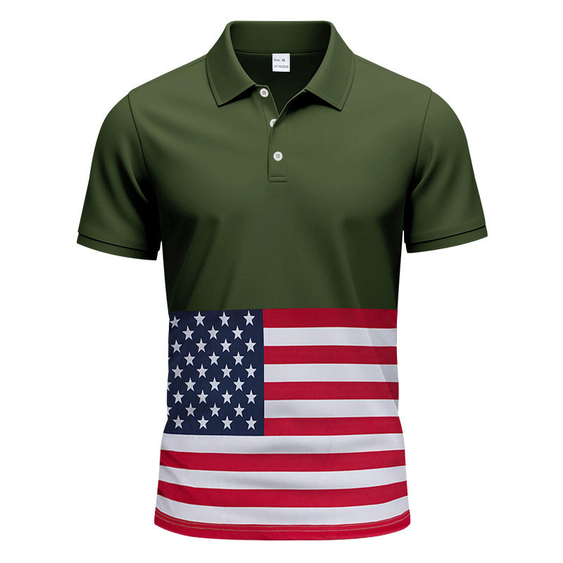 Herren Polohemd mit patriotischem Flaggenmuster und atmungsaktivem Material Echoarchiv