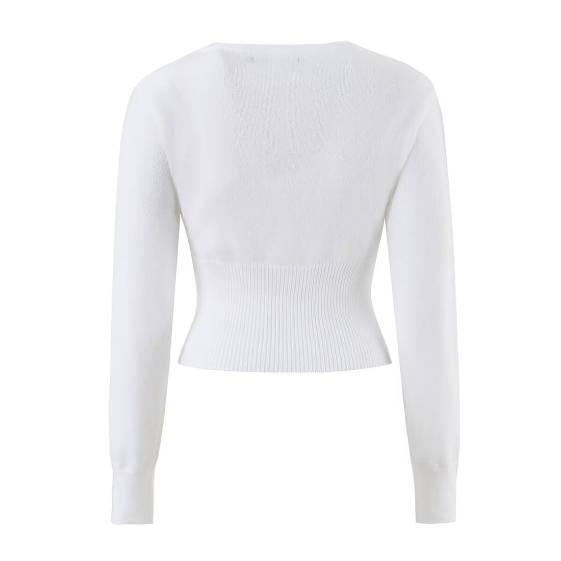 Damen Feines Wickel-Stricktop mit tailliertem Rippbund Echo Archiv