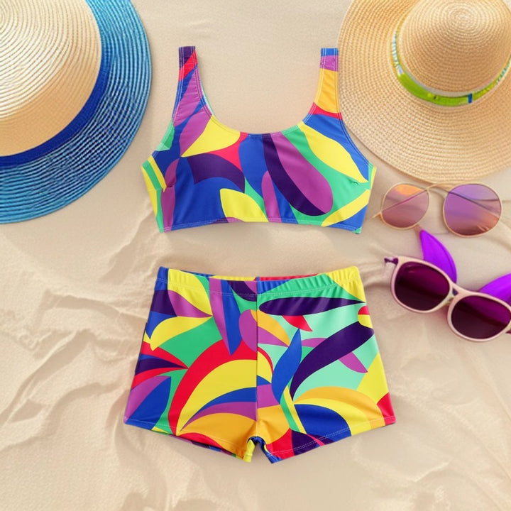 Damen Sportliches Bikini-Set mit farbenfrohen Grafiken Echo Archiv