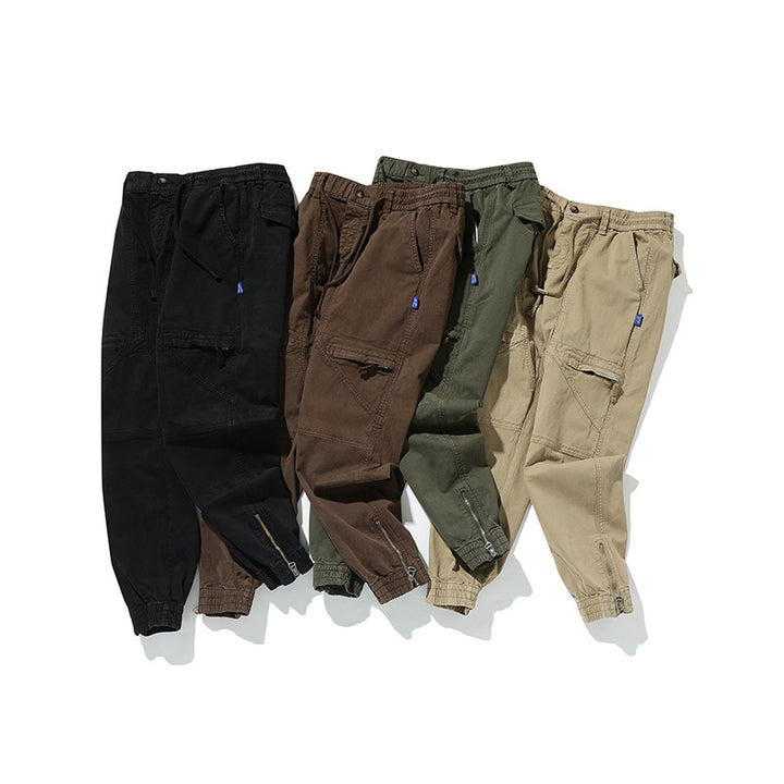 Herren Funktionale Cargo-Joggerhose mit Knieabnähern, Reißverschluss-Knöchel und Elastikbund Echo Archiv